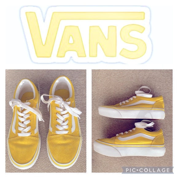 Vans Other - Kids Sunshine Yellow Vans Lace Up Sneakers. Canvas and Suede. Size 3. EUC.